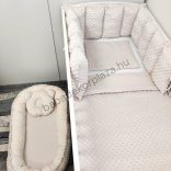 Deluxe Baby babaágynemű garnitúra babafészekkel, Extra párnás rácsvédővel - mogyoró