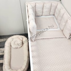   Deluxe Baby babaágynemű garnitúra babafészekkel, Extra párnás rácsvédővel - mogyoró