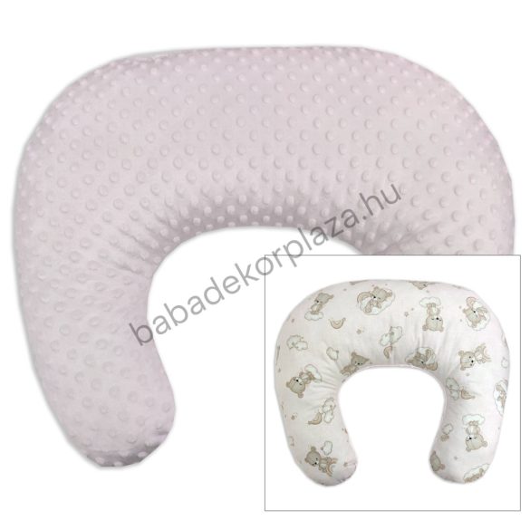 Deluxe Baby Comfort kétoldalas szoptatós párna - világos rózsaszín - felhőn alvó macikák