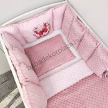 Deluxe Baby Minky babaágynemű garnitúra Extra párnás rácsvédővel - Dreamland Collection - mályvarózsa - rózsaszín pillangók