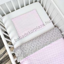 Babaágynemű - 2 részes - rózsaszín - szürke virágok
