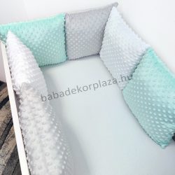   Deluxe Baby Minky párnás rácsvédő 6 db-os - tricolor (menta - szürke - fehér)