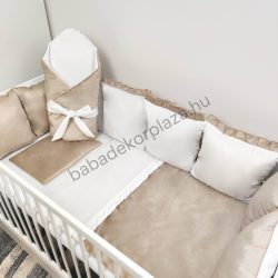   Elegant Baby bársony babaágynemű garnitúra babapólyával - aranyhomok-fehér - LIMITÁLT SZÉRIA
