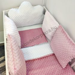   Deluxe Baby babaágynemű garnitúra felhőpárnás rácsvédővel - fehér - mályvarózsa - világos rózsaszín