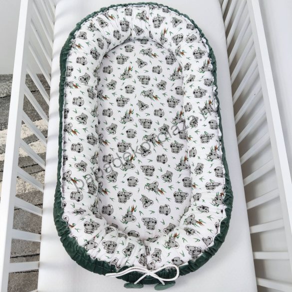 Deluxe Baby többfunkciós babafészek - zöld bársony - koalák