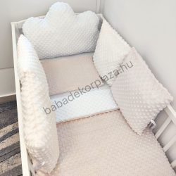   Deluxe Baby babaágynemű garnitúra felhőpárnás rácsvédővel - fehér - mogyoró - vanília