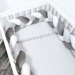   Fonott rácsvédő 70*140-es kiságy feléig érő - Minky tricolor (grafit - szürke - fehér)