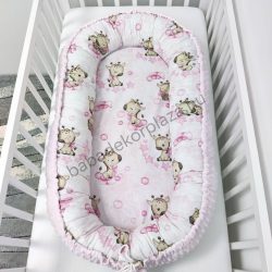   Deluxe Baby többfunkciós babafészek - Minky világos rózsaszín - bébi zsiráf