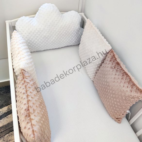 Rácsvédő párna felhőpárnával - 5 db-os - Minky - mogyoró - cappuccino
