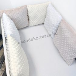   Deluxe Baby Minky párnás rácsvédő 6 db-os - tricolor (mogyoró - vanília - fehér)