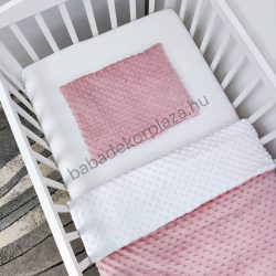   2 részes Minky babaágynemű garnitúra - takaró + párna - mályvarózsa - fehér
