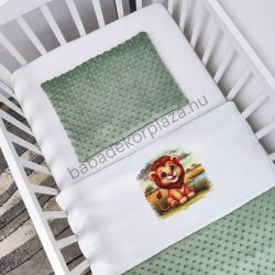   Deluxe Baby 2 részes babaágynemű garnitúra - takaró + párna - sötét zsályazöld - oroszlán a szavannán