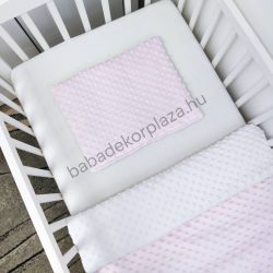   2 részes Minky babaágynemű garnitúra - takaró + párna - világos rózsaszín - fehér