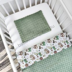   Deluxe Baby 2 részes babaágynemű garnitúra - takaró + párna - sötét zsályazöld - bébi dínók