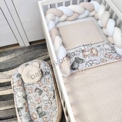   Deluxe Baby babaágynemű garnitúra babafészekkel - 5 részes - mogyoró - bébi szafari III.