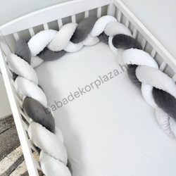   Fonott rácsvédő 60*120-as kiságy feléig érő - Minky tricolor (sötét grafit - szürke - fehér)