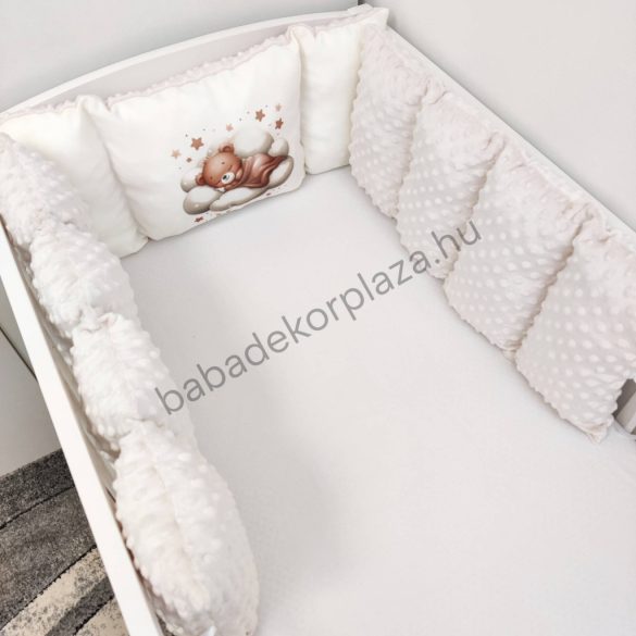 Deluxe Baby Extra párnás rácsvédő - Dreamland Collection - mogyoró alvó maci