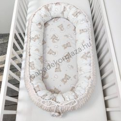   Deluxe Baby többfunkciós babafészek - Minky mogyoró - felhőn alvó macikák