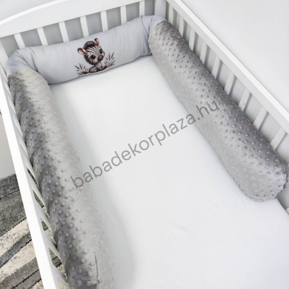 Rácsvédő hengerpárna - 210 cm - grafitszürke - bébi szafari zebra