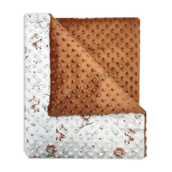 Babatakaró - Minky - bélelt - 70*90 cm - terrrakotta oroszlánok