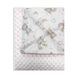   Deluxe Baby 70*90 cm-es bélelt Minky-pamut babatakaró - világos rózsaszín - felhőn alvó macikák