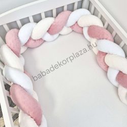   Fonott rácsvédő Minky - tricolor (mályvarózsa - vanília - fehér) - VÁLASZTHATÓ MÉRETBEN