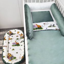   Babaágynemű garnitúra babafészekkel, hengerpárnával - 4 részes - ZOO (Limitált széria)