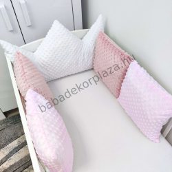   Rácsvédő párna koronapárnával - 5 db-os - Minky - mályvarózsa - rózsaszín