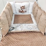 Deluxe Baby babaágynemű garnitúra Extra párnás rácsvédővel - Dreamland Collection - cappuccino - bébi szafari - tigris