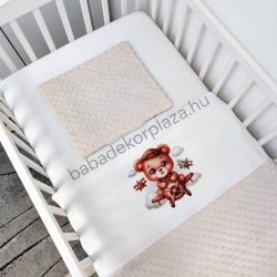   Deluxe Baby 2 részes babaágynemű garnitúra - takaró + párna - mogyoró - pilóta maci