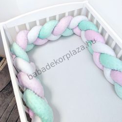   Fonott rácsvédő Minky - tricolor (menta - rózsaszín - fehér) - VÁLASZTHATÓ MÉRETBEN