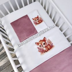   Deluxe Baby 2 részes babaágynemű garnitúra - takaró + párna - mályva - vidám bébi őzike