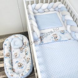   Deluxe Baby babaágynemű garnitúra babafészekkel - 5 részes - világoskék - bébi zsiráf