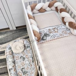   Deluxe Baby babaágynemű garnitúra babafészekkel - 5 részes - mogyoró - bébi szafari II.