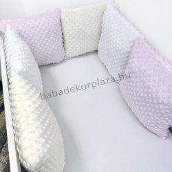  Deluxe Baby Minky párnás rácsvédő 6 db-os - tricolor (világos rózsaszín - vanília - fehér)