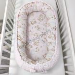 Deluxe Baby többfunkciós babafészek - Minky világos rózsaszín - rózsaszín bébi erdei állatok
