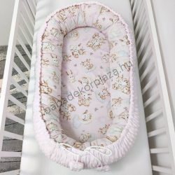   Deluxe Baby többfunkciós babafészek - Minky világos rózsaszín - rózsaszín bébi erdei állatok