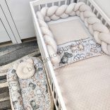 Deluxe Baby babaágynemű garnitúra babafészekkel - 5 részes - mogyoró - bébi szafari I.