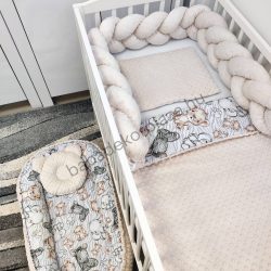   Deluxe Baby babaágynemű garnitúra babafészekkel - 5 részes - mogyoró - bébi szafari I.