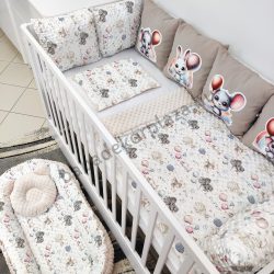    Deluxe Baby 12 részes babaágynemű garnitúra - szivárványos-léggömbös elefántok