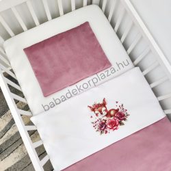   Deluxe Baby 2 részes babaágynemű garnitúra - takaró + párna - mályva - őzike virágokkal