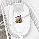 Deluxe Baby többfunkciós babafészek macipárnával, fekvőbetéttel - Minky szürke-fehér - bébi zebra