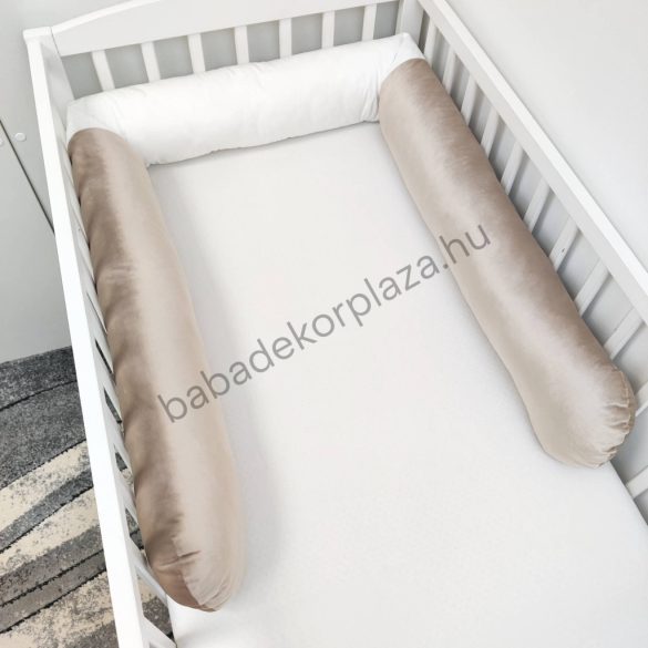 Rácsvédő hengerpárna - 210 cm - aranyhomok-fehér bársony